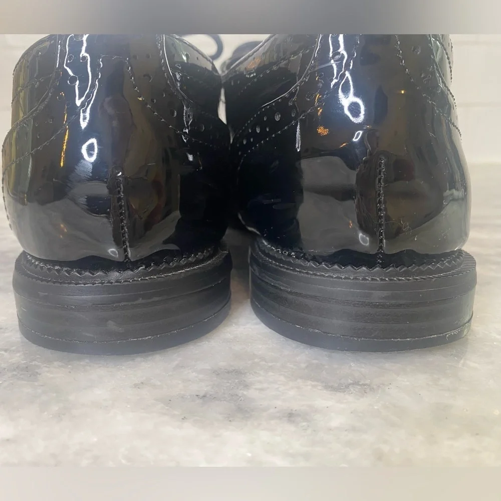 Unisex Black Patent Leather Oxford Shoes Men’s Lace-Up